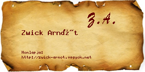 Zwick Arnót névjegykártya